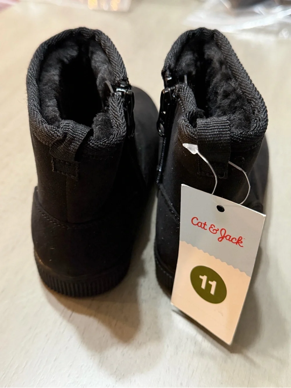 Cat & Jack Black Suede Ankle Boots Size 11